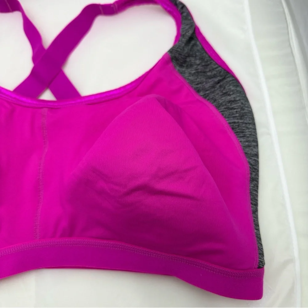Comfort Choice Sports Bra 44G Pink Gray High Impact Wireless Plus Size